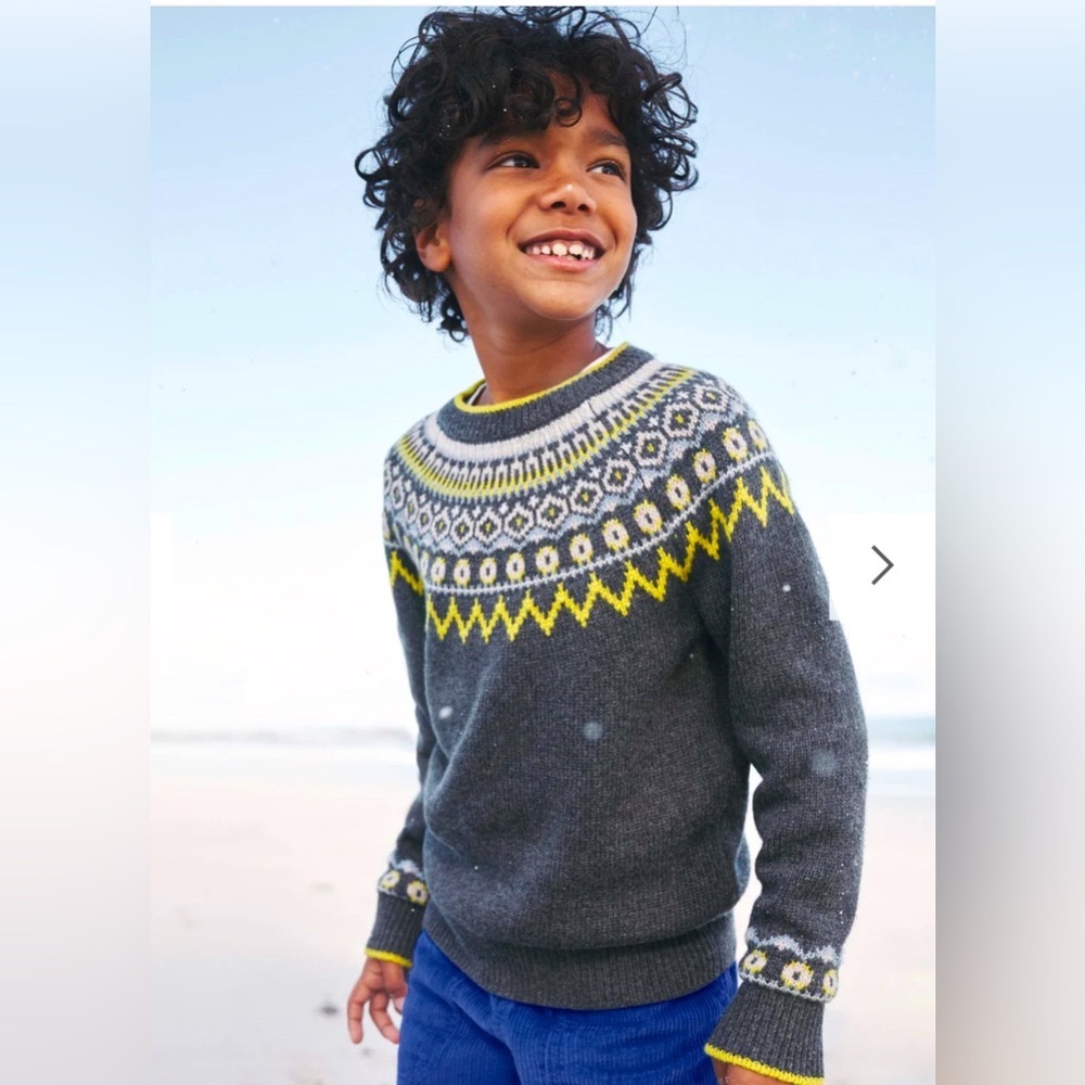 Mini Boden Fair Isle intarsia wool blend knit sweater. Youth Size 11/12